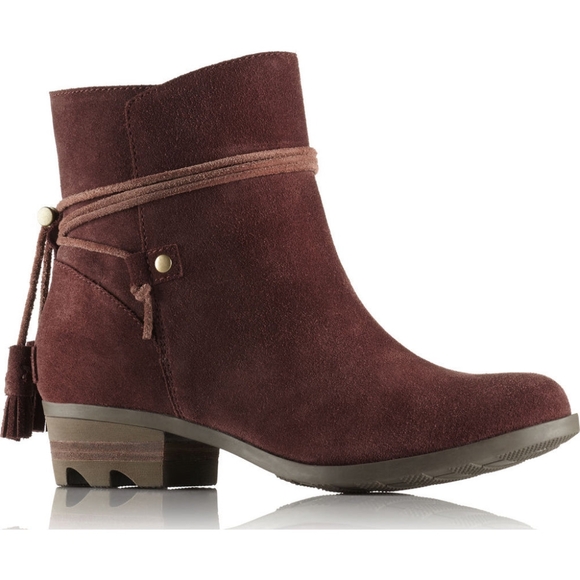 Sorel Farah Short Suede Waterproof Boots Redwood Ankle Booties 8.5 - Picture 1 of 9